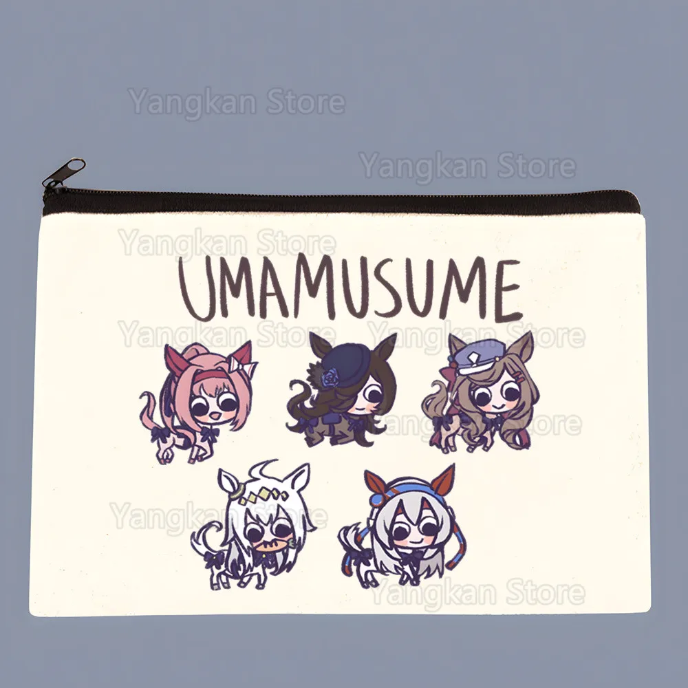 Uma musume ouro navio chibi moda maquiagem saco de armazenamento de viagem lona impressa carta zero carteira, pequeno item armazenamento férias