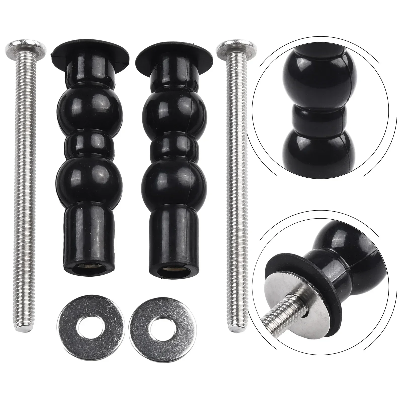 

2PCS Toilet Bolts Black Stiainless Steel Toilet Hinge Screw Compatible Expanding Rubber Bolt Top Nuts Set Bathroom Accessories