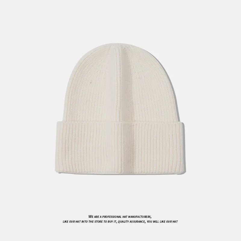 Solid Color Light Board Knitted Hat Women's Thickened Warm Ear Protection Cold Hat Students Simple Versatile Pullover Wool Hat