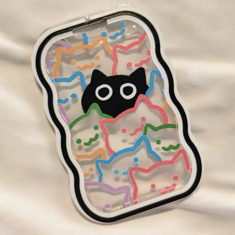 Cartoon Cat Student Card Sleeve with Stretchable Elastic Cord Student ID Card Campus Access Card Cover Key Chain