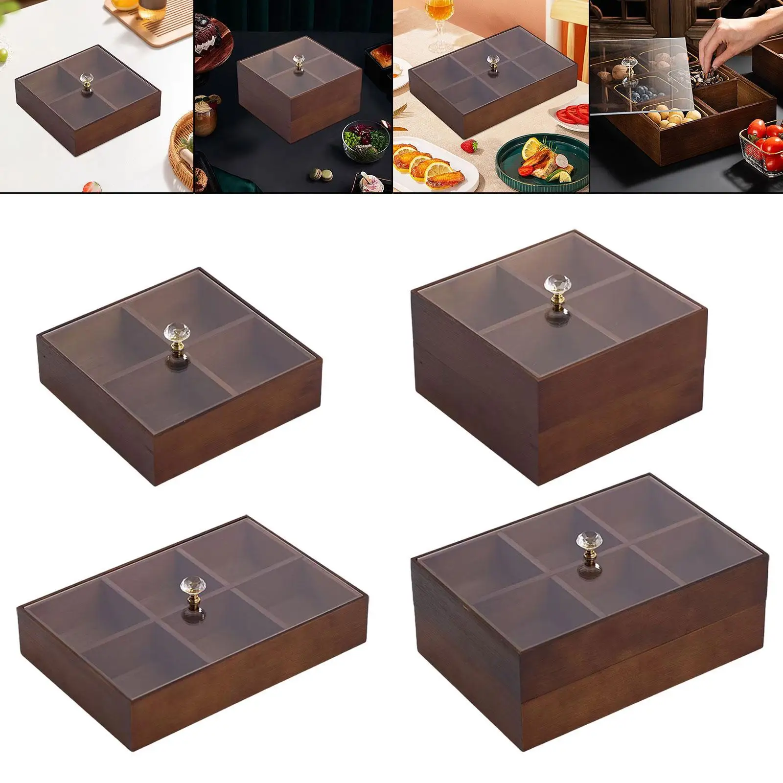 

Serving Tray Appetizer Platter Multifunctional Snacks Bowl with Clear Lid for Candy Cookies Chocolates Fruits Dessert