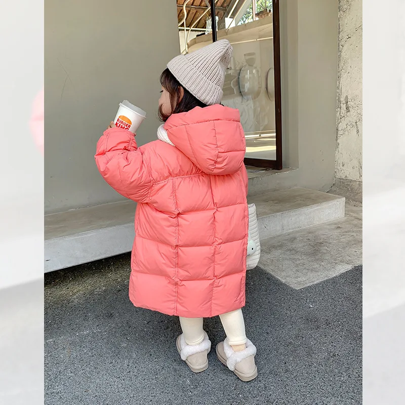 New Winter Clothing for Girls - Small and Medium sized Milk Block Down Jacket, Children's 90 White Duck Down Cotton Jacket, Baby