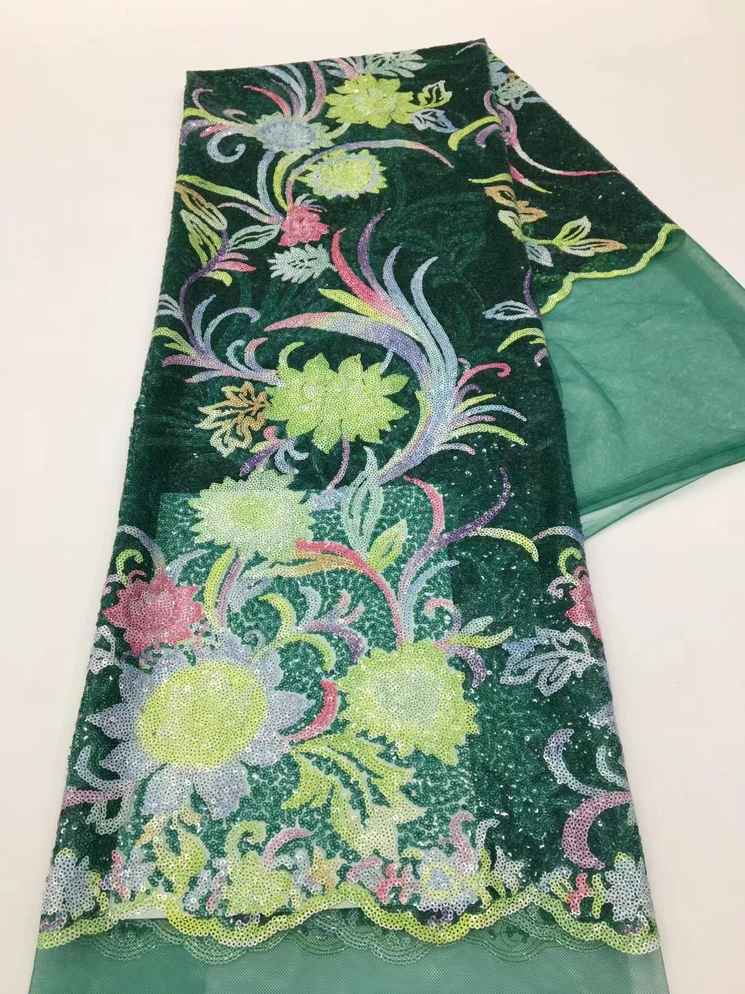 2025 novo africano francês nigeriano tecido de renda alta qualidade com lantejoulas malha para bordado festa casamento noiva vestido costura