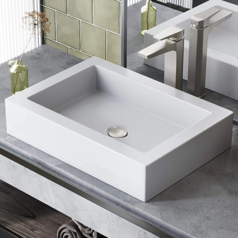 

VS282 Voltaire Wide Rectangle Vessel Sink, Glossy White