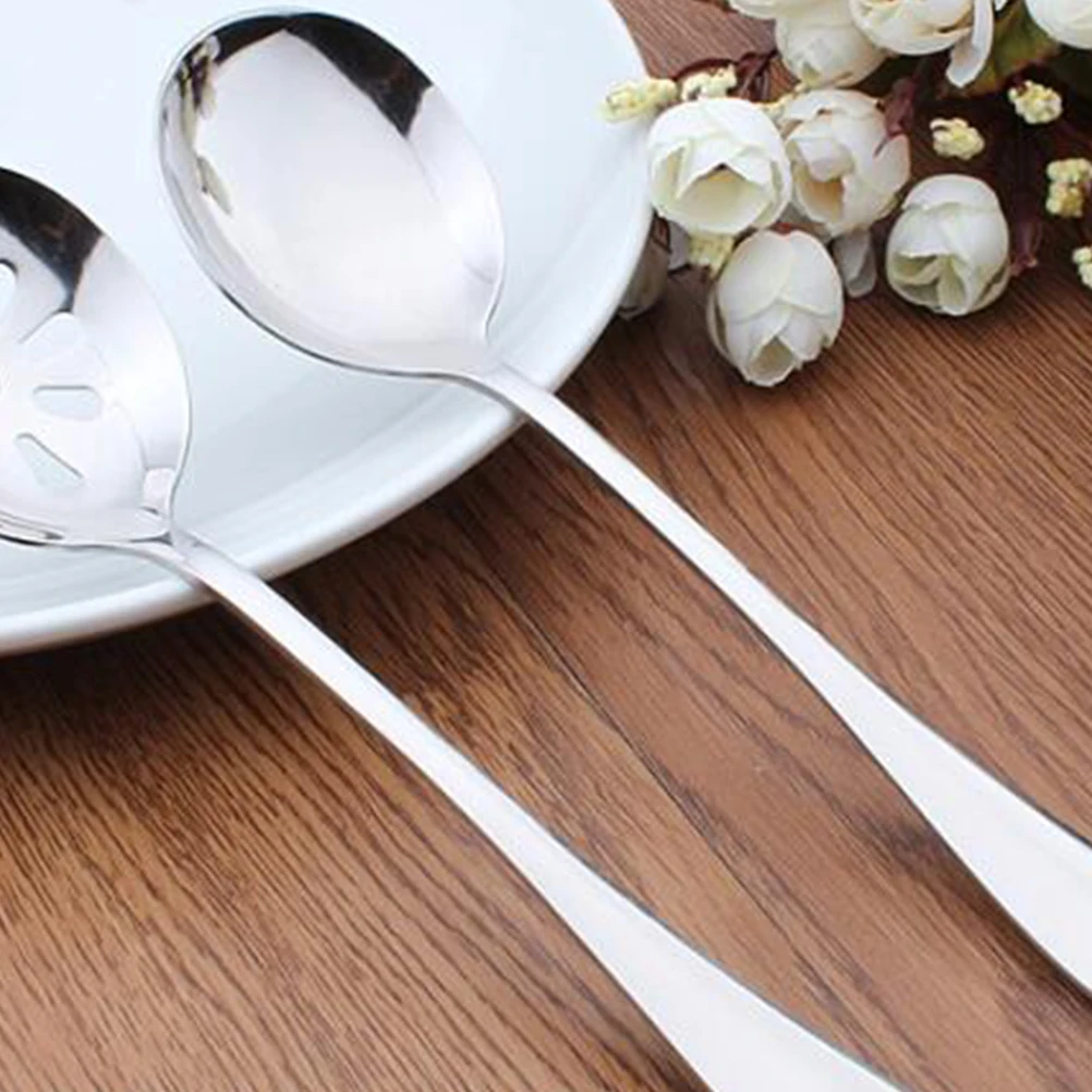 

4 Pcs Colander Stainless Steel Small Creative Hollow-out Buffet Mini Serving Spoon for Banquet Utensils