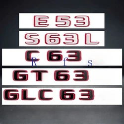 2024 Style Glossy Black& Red C63 E63 G63 GT63 S63L GLC63 GLE63 GLS63 CLS63 ABS Car Emblem Trunk Nameplate Logo Sticker