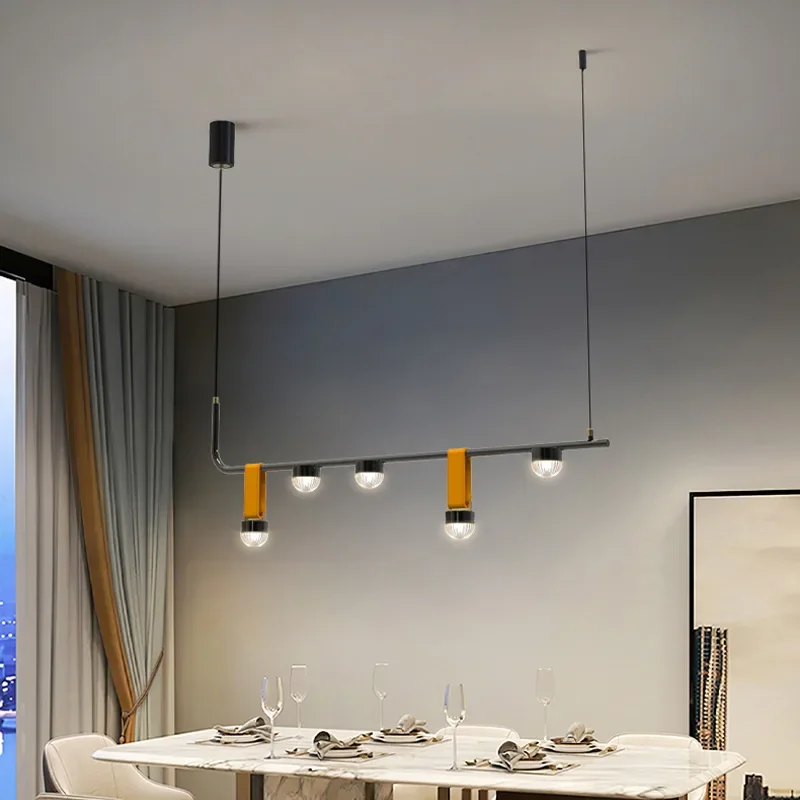 Nordische minimalist ische Streifen Eisen Leder LED Kronleuchter Lampe für Esszimmer Wohnkultur Lustres de Plafond Pendel leuchte