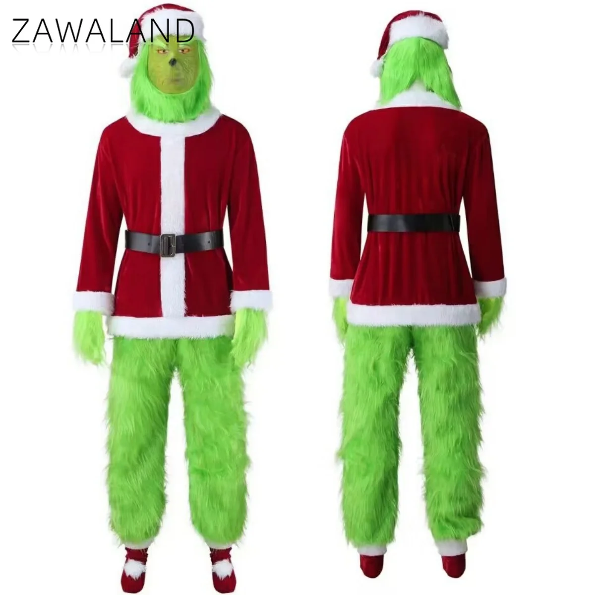 

Green Hairy Monster Cosplay Costume Christmas Santa Claus Full Set Clothes Unisex Anime Movie Disguise Outfits Xmas Stage Suit