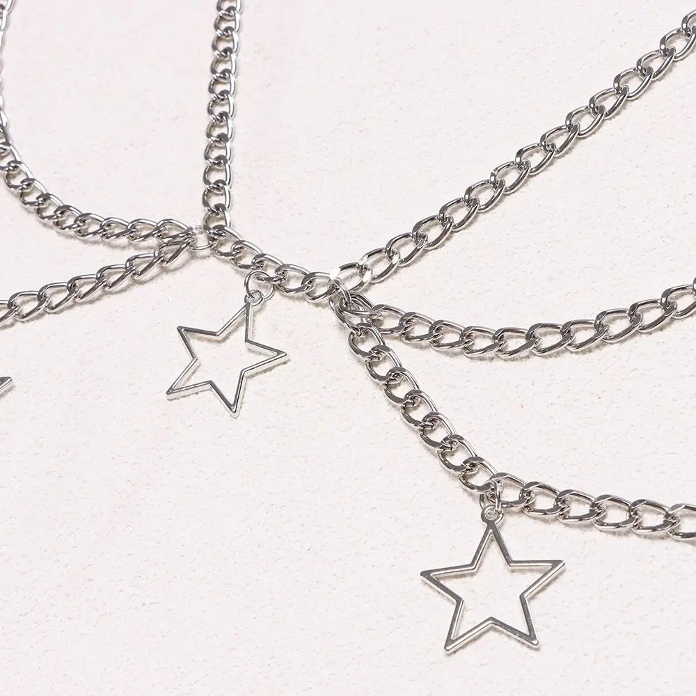Hollow Out Five-Pointed Star Waist Chain Y2K Silver Metal Waist Chain Gold Color Body Jewelry Bohemian Body Chain