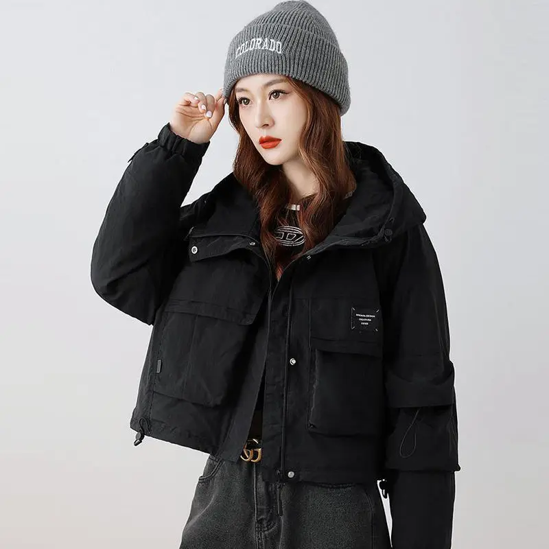 

White Du down ort Jaet Women's Lightweight Faionable Meral ort Sle Commute Wind Straight Tube Long Sve Zipper