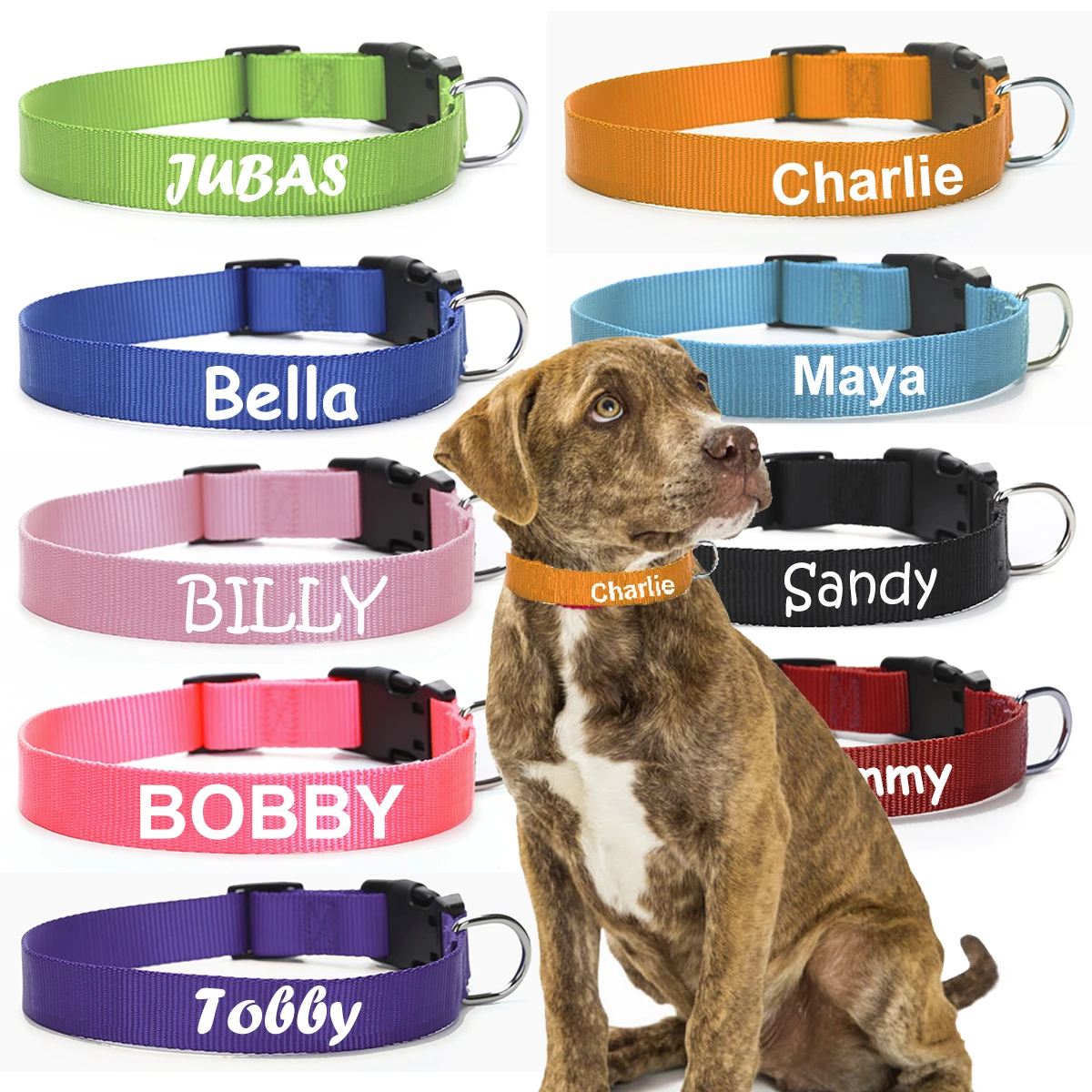 Dog Collar Custom Pet Personalized ID Collar Name and Phone Number Nylon Necklace Small Medium Large Accessories