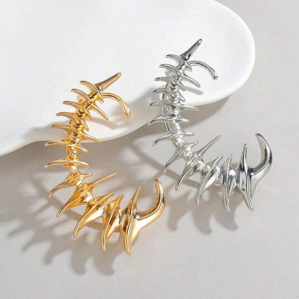 Gothic Punk Personality Dragon Spiny Bone Clip Earrings for Women No Piercing Ear Cuffs Hip Hop Street Jewelry