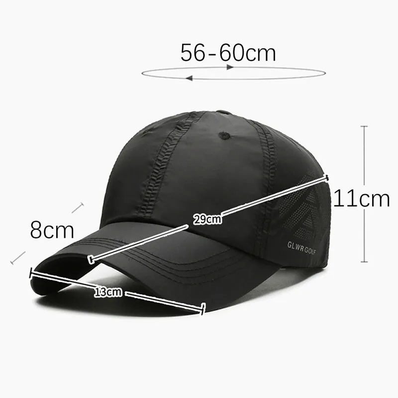 Gorra de béisbol de secado rápido para hombre y mujer, visera impermeable transpirable de malla de alta calidad, gorra Snapback ajustable para