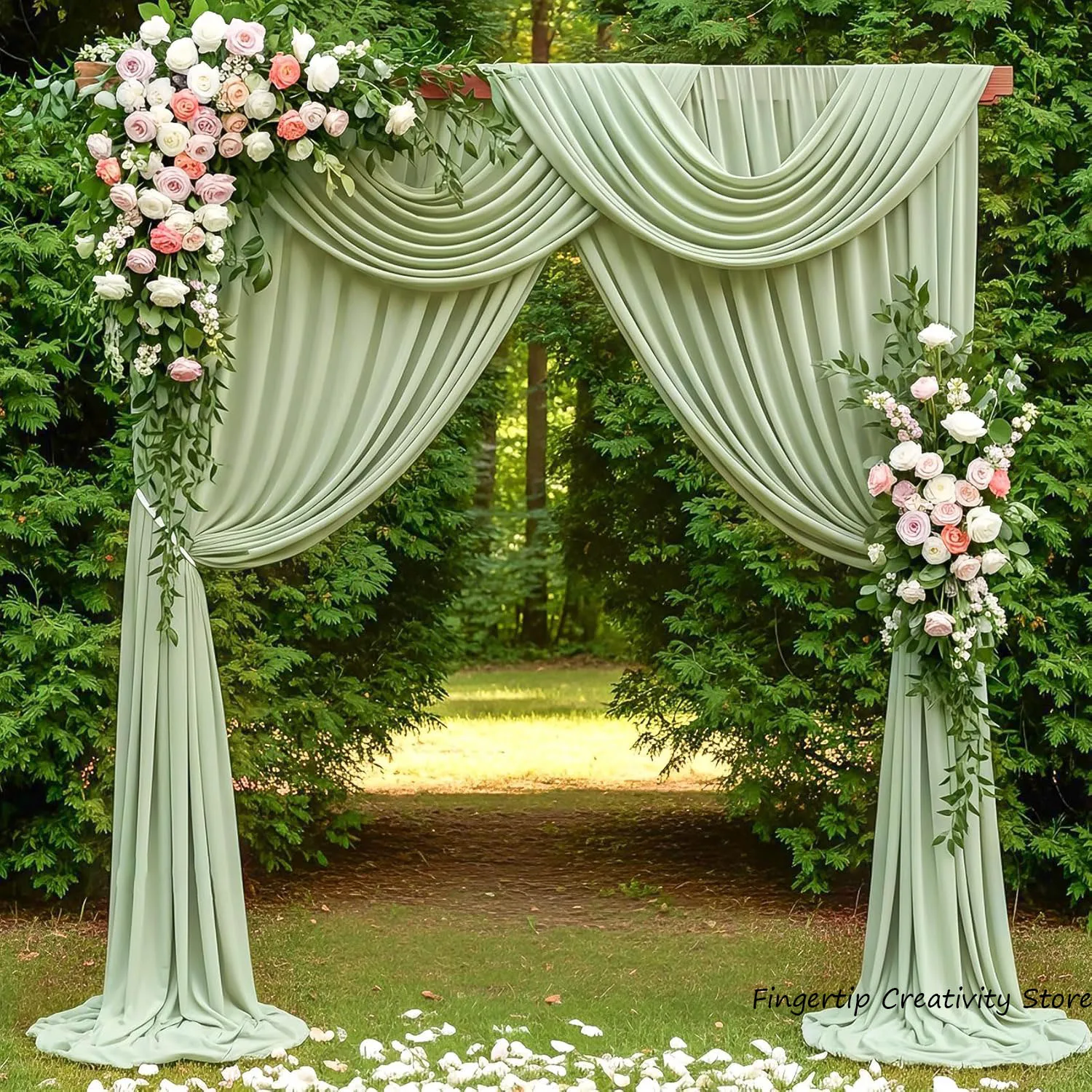 Tissu drapé pour arc de mariage, 1 panneau, rideaux en tissu mousseline de soie, décorations pour cérémonie, réception, fête, arrière-plan de plafond
