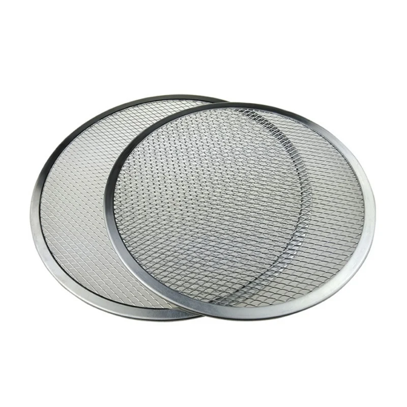 1PCS Aluminum Round Pizza Baking Tray DIY Pizza Screen Baking Tray Metal Net Non-stick Mold For Oven Cratch-resistant Durable