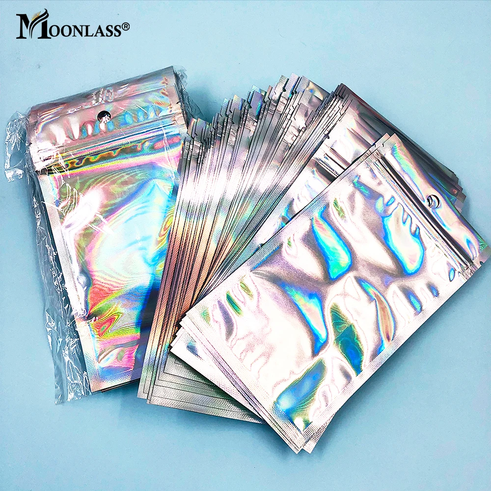 

Wholesale Holographic 3D Mink Lashes Packaging Bag 5D False Eyelashes Package Laser Ziplock Fake Eyelash Bags Makeup Lash Box