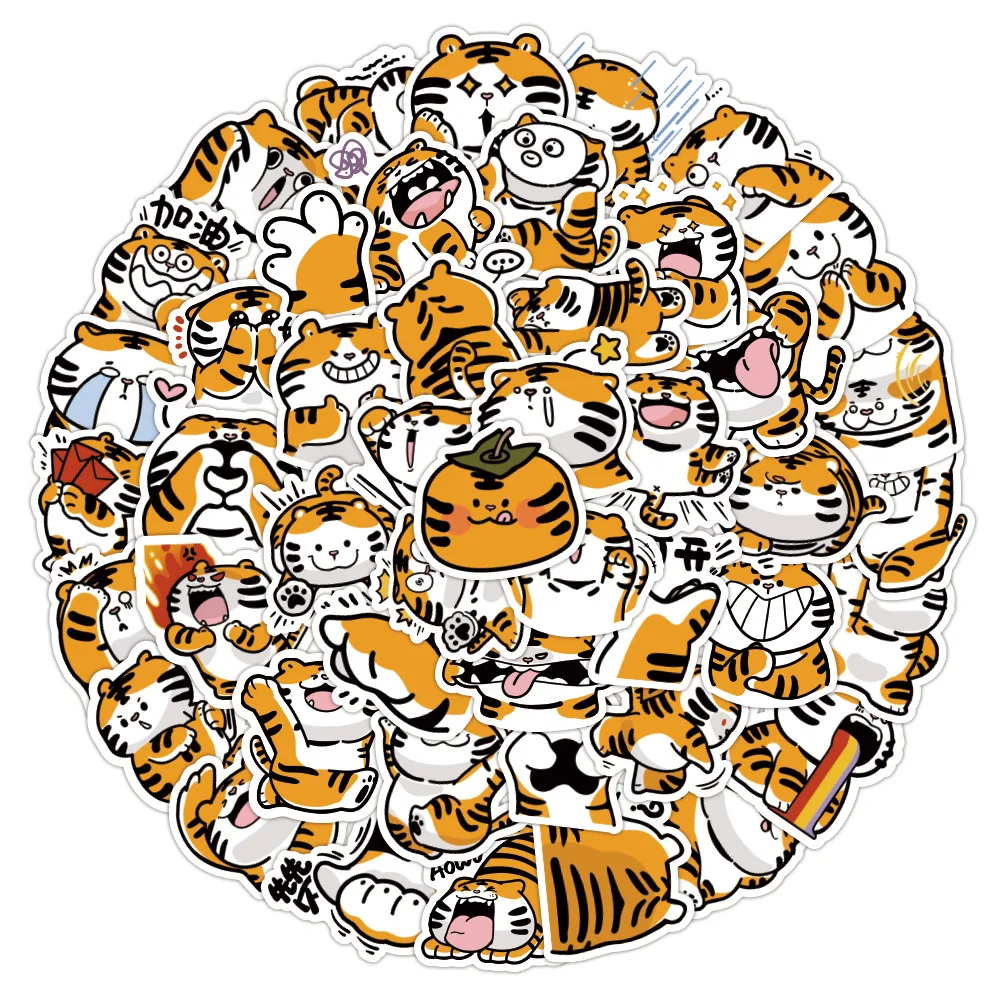 10/30/50/100PCS Kawaii Tiger Stickers Graffiti For Kids DIY Skateboard Laptop Luggage Phone Car Gift Decals Cartoon Sticker Toys