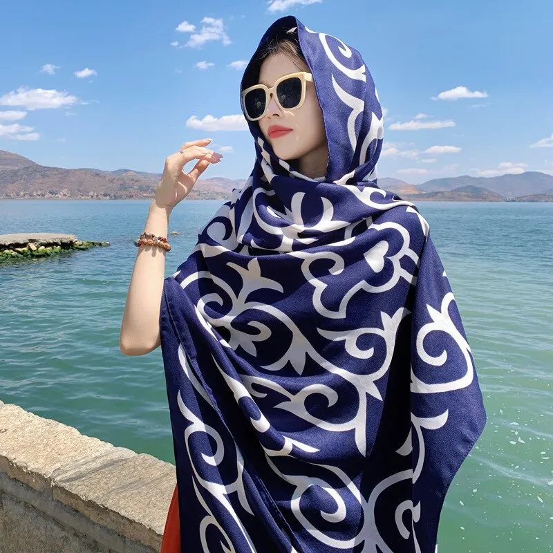 Women Shawl Travel Ethnic Style Cotton Linen Sun Protection Beach Cape Desert Sun Protection Cape Sun Protection Scarf Silk