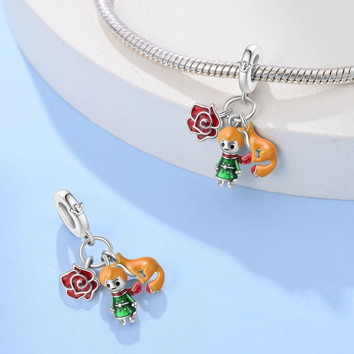 Fairy Tale Series 925 Silver Plated Fox Rabbit Rose Castle Charms Beads Fit 3mm 925 Original Bracelets DIY Jewelry Birthday Gift