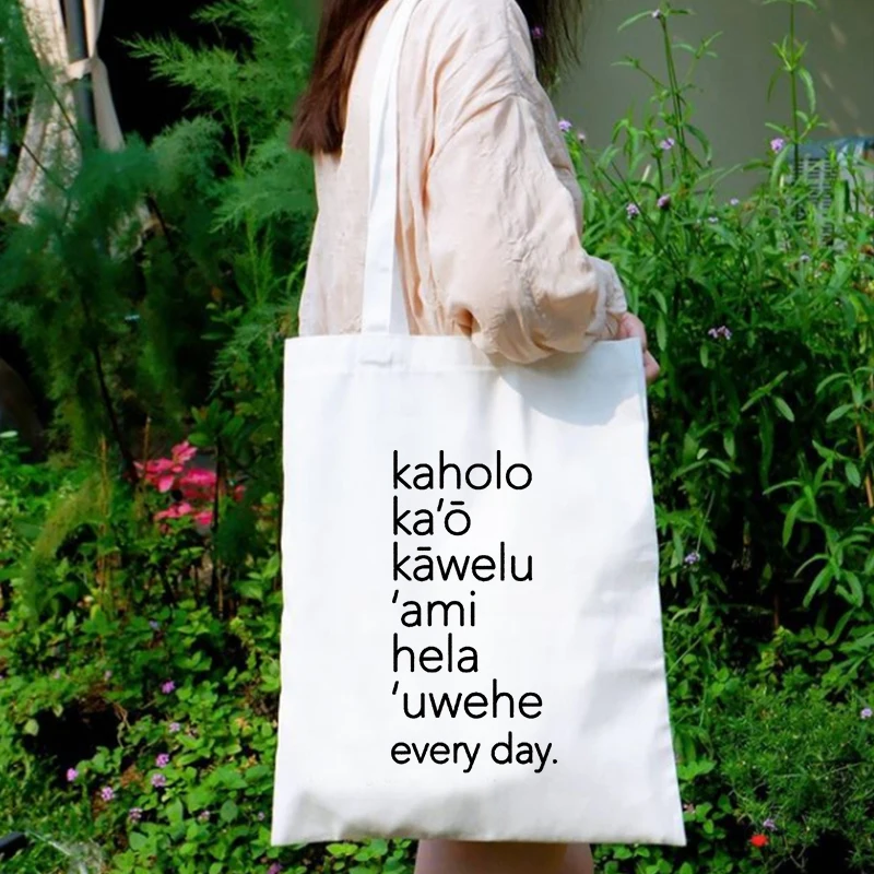 Aloha Canvas Bag Mama Vacation Shopping Bags Reusable Independence Day 2022 Tote Bag Canvas Holiday Shopping Bags M