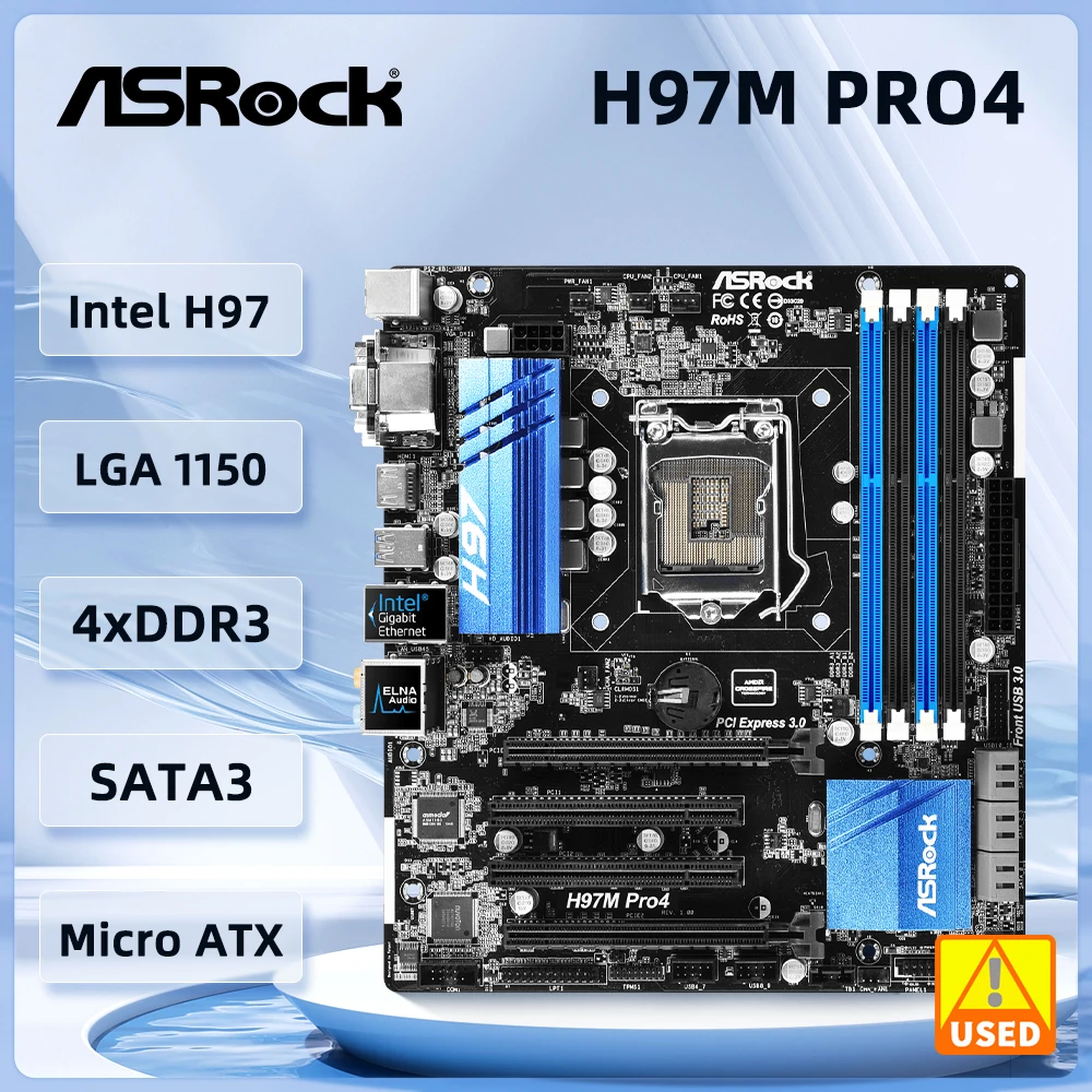 

H97 Motherboard ASRock H97M Pro4 LGA 1150 Motherboard DDR3 32GB support i5-4590 i5-4570 i3-4160 i3-4130 i7-4770 cpu M.2 M-ATX