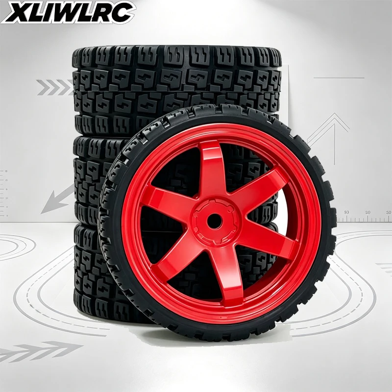 4Pcs 1/10 RC Racing & Drift Tire Set C8828 12mm Hex Fit Tamiya TT01 HSP 94123 Sakura D3 D5 Upgrade Parts