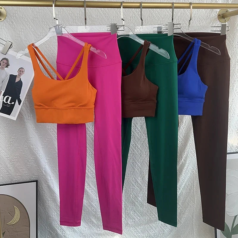 2024 2 Piece Yoga Set Leggings And Tops Fitness Sports Suits Gym Clothing Yoga Bra Seamless Leggings Running Women Tops Pant