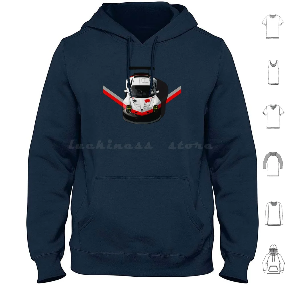 German Race Car-Top View Hoodies Long Sleeve Racecar Racing Motorsport Rear Engine Rs Gt Gt3 991 Rsr Gte Gtlm Gtd 24