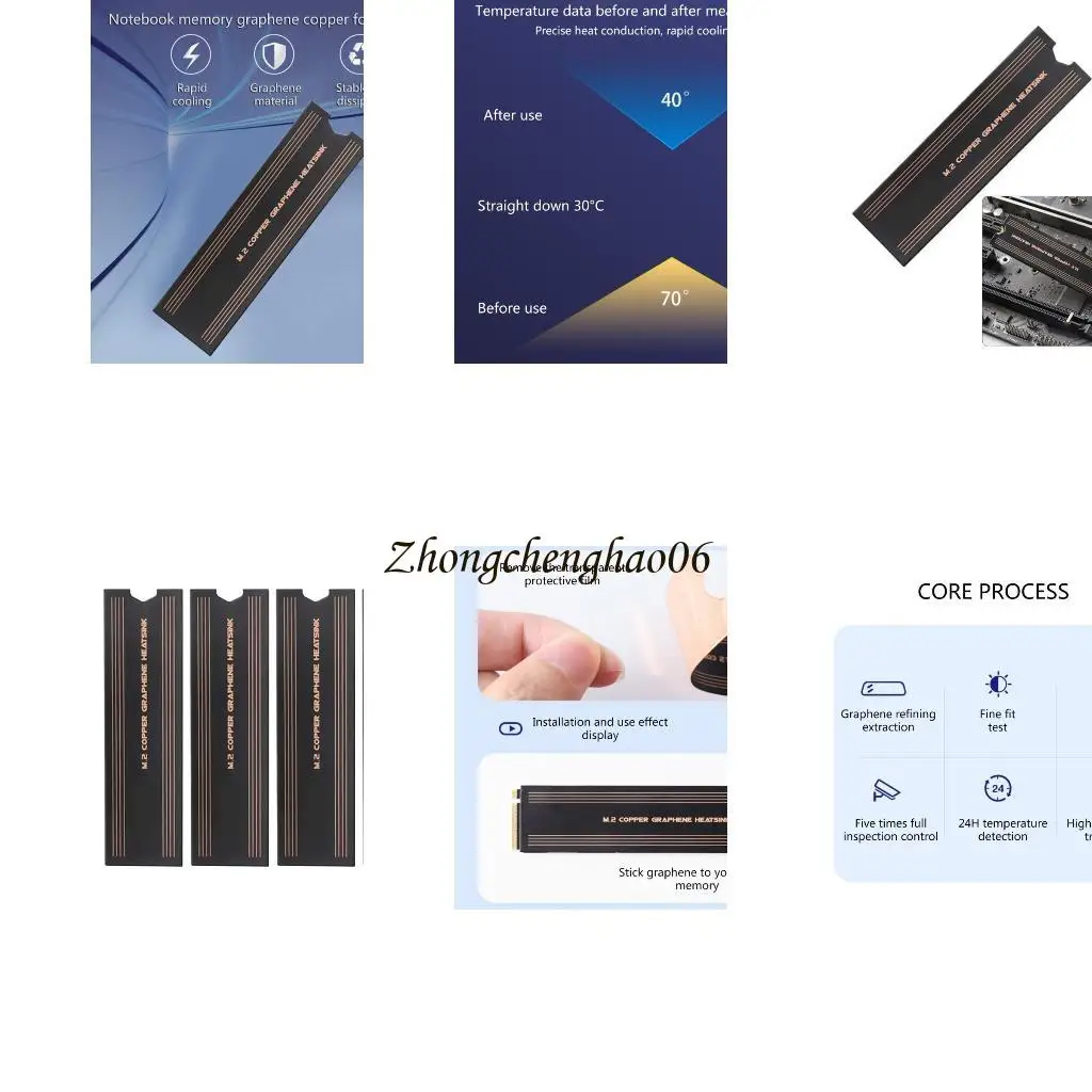 

2/4PCS Copper Plated Cooling Pad Notebook Gaming Laptop Memory Heatsink 601F