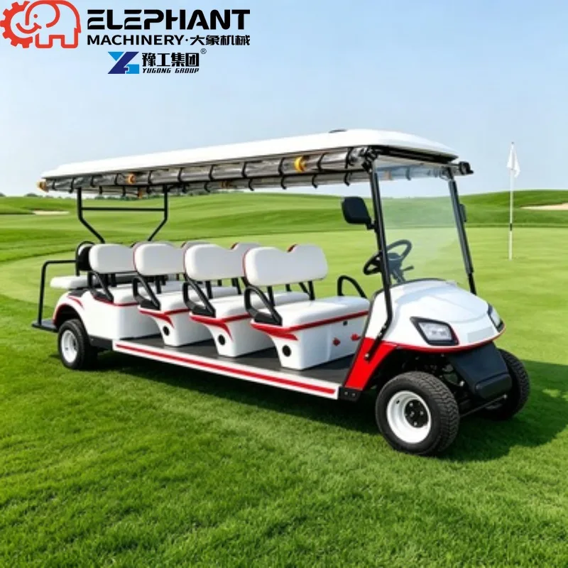 Electric Golf Cart, 8 Seater Heavy Duty Reinforced Frame Hydraulic Disc Brake Long Distance Sightseeing Cart