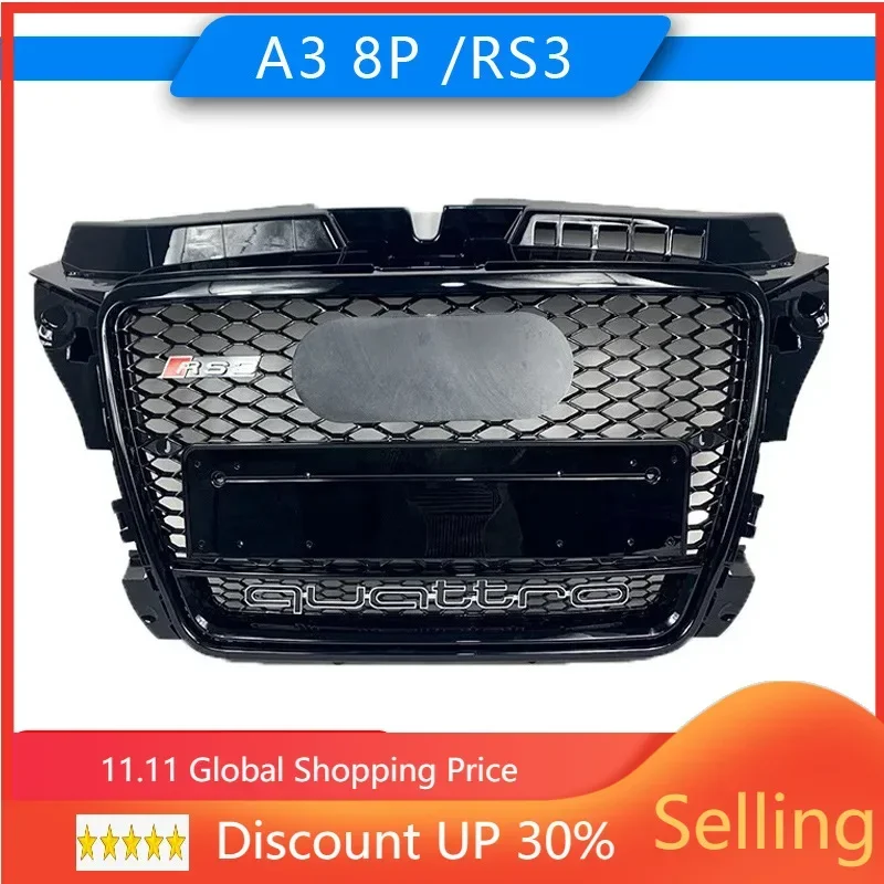 Car Front Bumper Grille Grill For 2008-2013 Audi A3 8P Hot Rod Auto Salon upgrade RS3 Quattro auto Racing grills