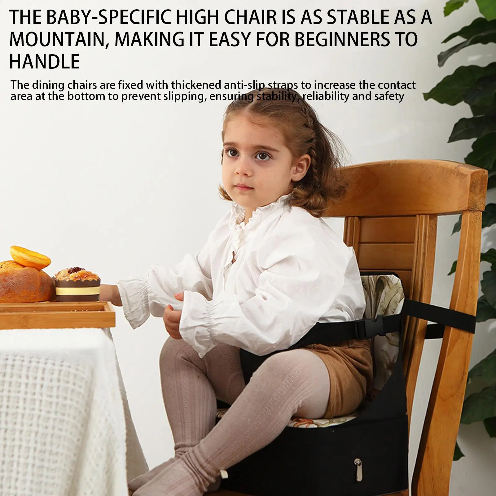 Booster Seat For Table Baby Booster Feeding Chair Adjustable Straps Non-Slip Bottom Thick Support For Home Kitchen Dining