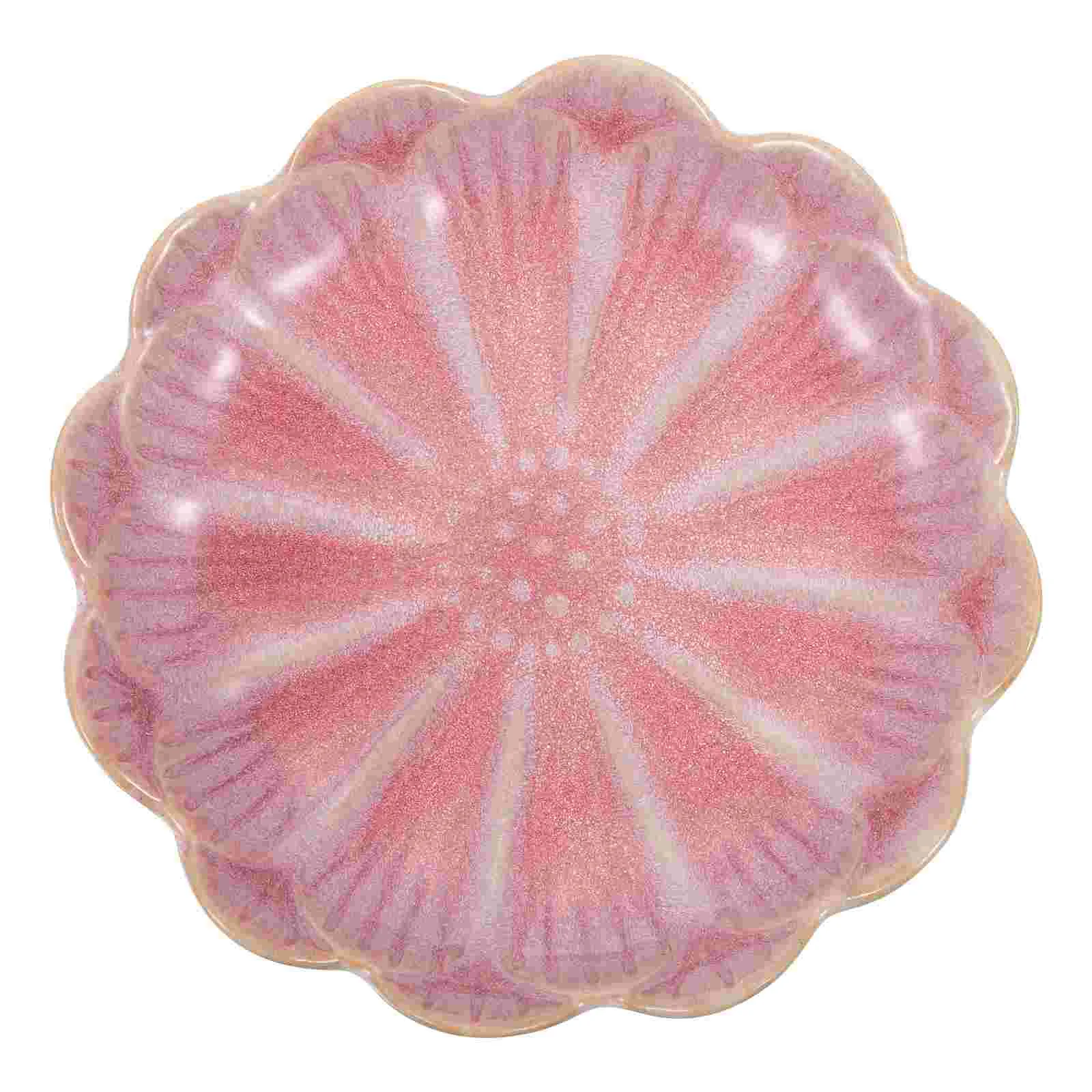 

Jewelry Tray Ceramic Saucer Side Dish Plates Storage Seasoning Dishes Bracelet Snack Pink