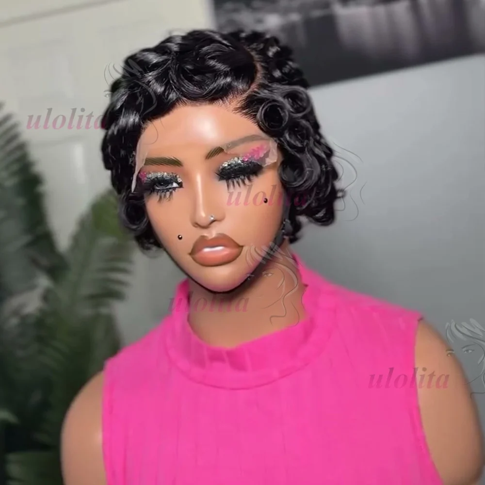 Chioma Lockige Pixie-Cut-Perücke 13X4 HD Full Frontal Perücke Kurzer Bob Echthaarperücken für Frauen Kleberlos Sofort tragbar Kurze Choima Perücke – Detail 4
