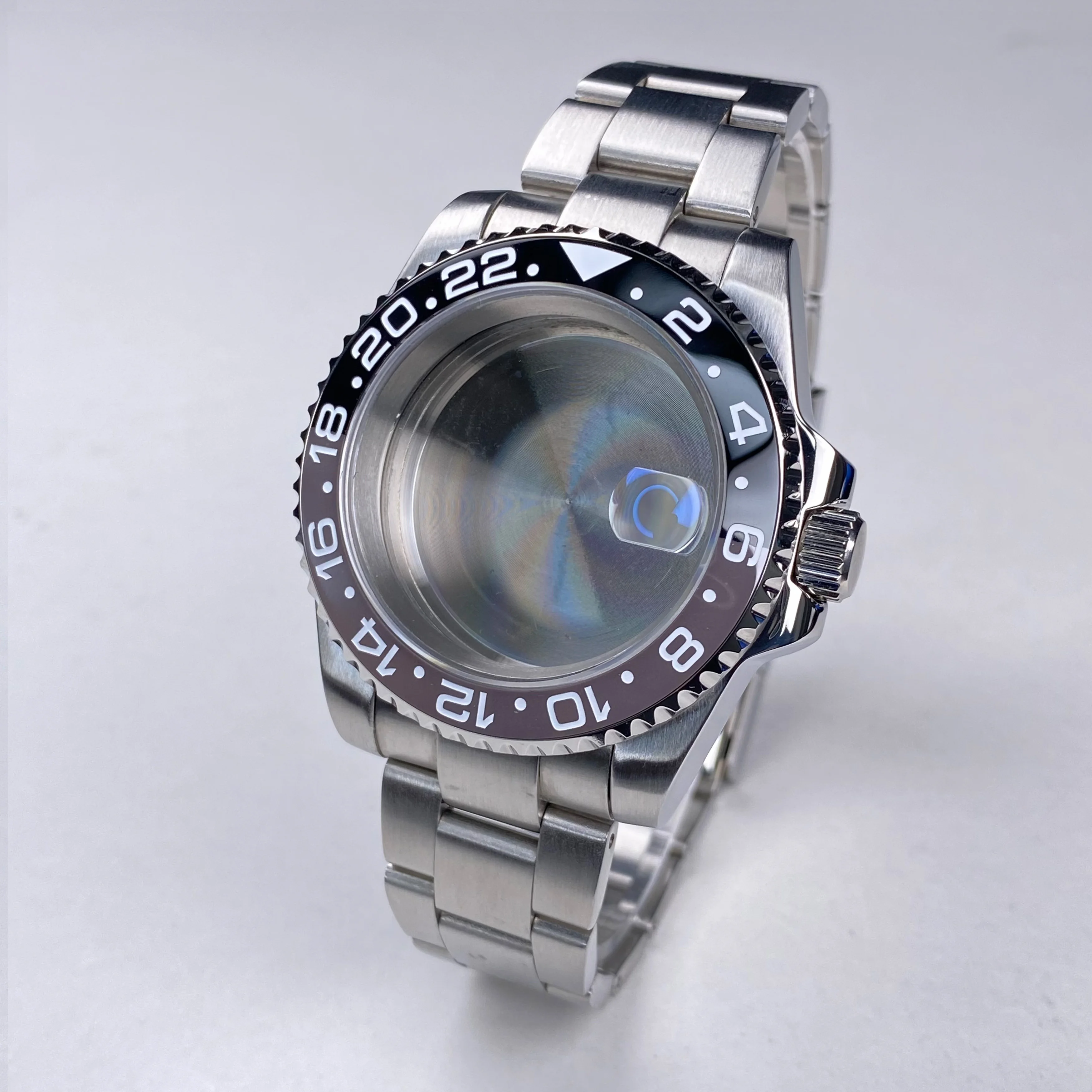 Высококачественные часы NH35, серебряный корпус, 40 мм, 120 кликов, нержавеющая сталь GMT/SUB, безель, подходит для NH34, NH35, NH36, механизм, циферблат 28,5 мм