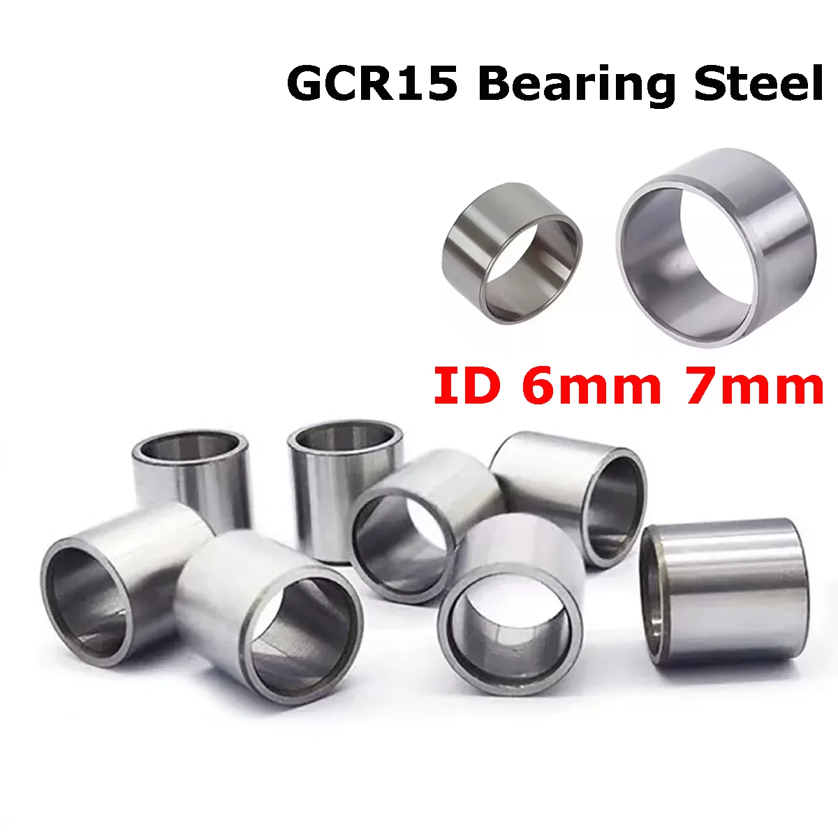 1/5pcs ID 6mm 7mm GCR15 Bearing Steel Bushing Round Hollow Unthreaded Stand-off Spacers Wear Resistant Guide Sleeve L=2-25mm