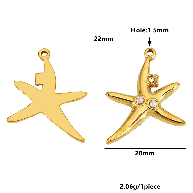 5pcs Stainless Steel Goldfish Charms Star Rocking Horse Horse Hoof Pendants for DIY Necklace Earrings Jewelry Making Supplies view 4