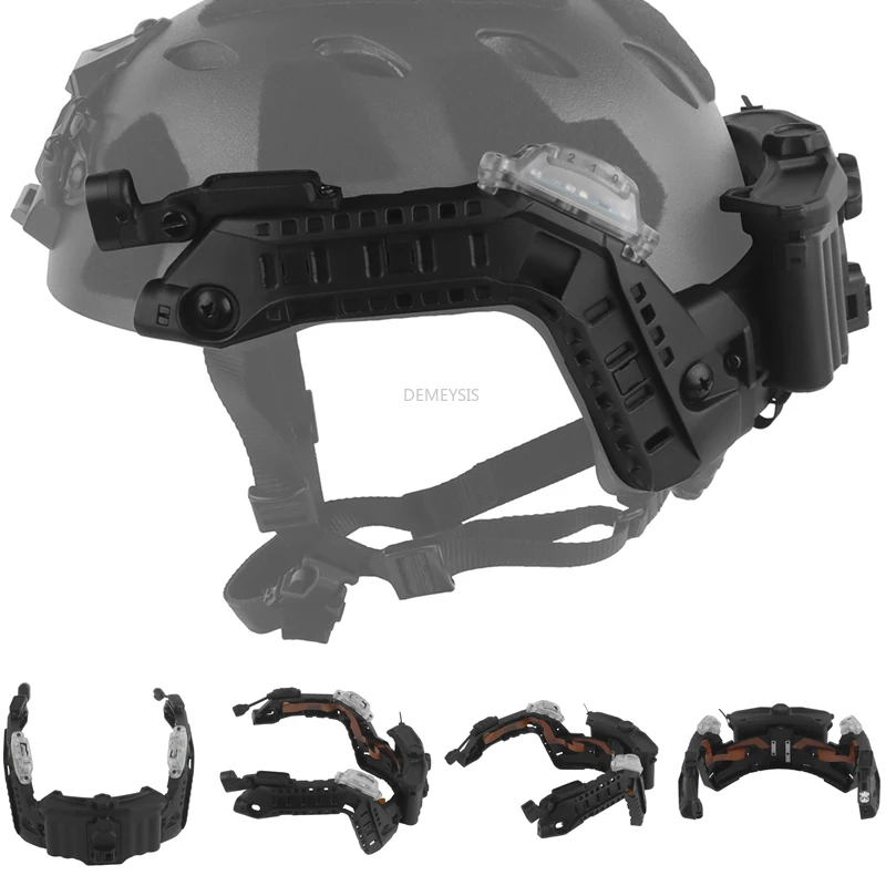 Tactical Super High Cut Helmets ARC Rail Kit Modular Integrated with LED Red/White/Ir Head Signal Lights Battery Box Rails Set
