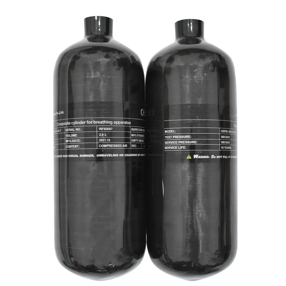 Imagem -06 - Tuxing-alta Pressão Tanque de Mergulho Cilindro de Fibra de Carbono Garrafa de ar Hpa Preto Rosca M18 x 1.5 300bar 2l 4500psi