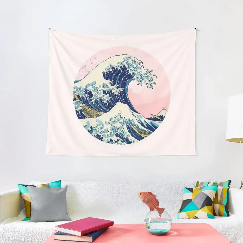 

The Great Wave off Kanagawa pink sunset Tapestry Room Decoration Accessories Home Decorators Room Decor Korean Style Tapestry