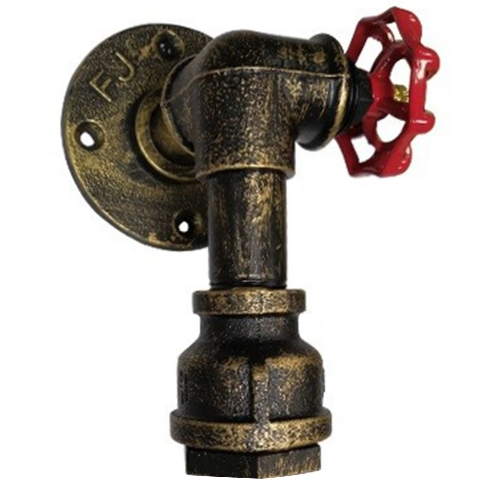 ONCE Vintage Water Pipe Wall Lamp Faucet Shape Steam Punk Loft Industrial Iron Rust Retro Home Bar Decors Rusty Gold