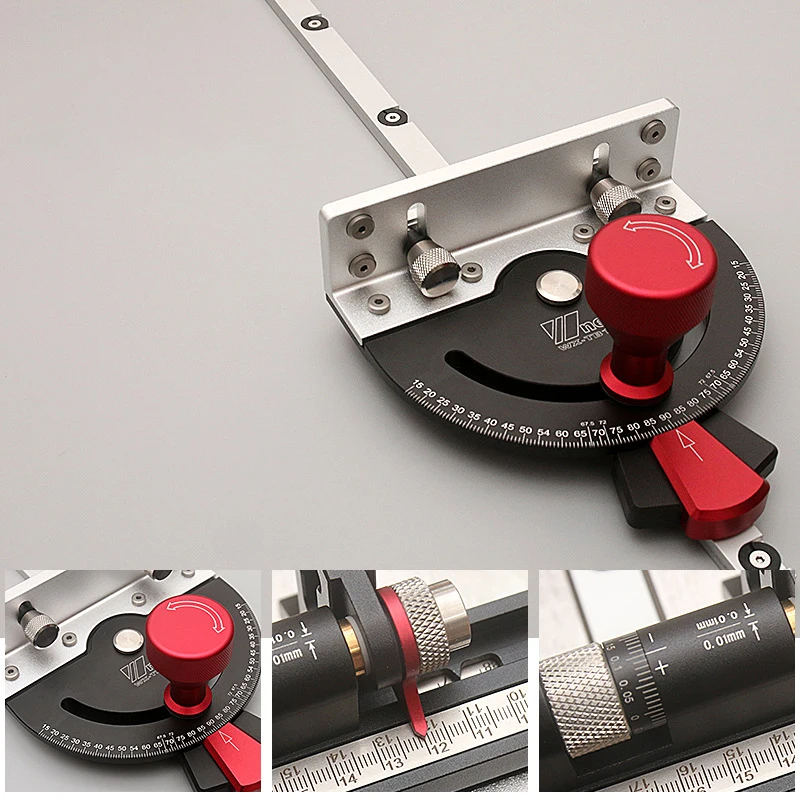 Precisie Verstekgeleider Cirkelzaagtafel Router Verstelbare Hoekinstelling Verlengde Hek Houtbewerking T-Track Hoekliniaal