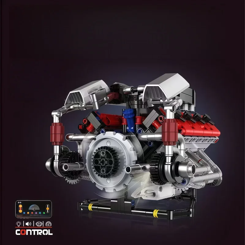 

Engine assembly set, operable dynamic mechanical engine model, high-difficulty technological building block toy, suitable for ca