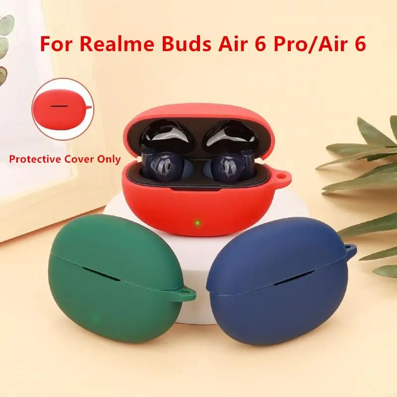 غطاء حماية لهاتف Realme Buds Air 6 Pro/Air 6 من السيليكون حقيبة للتخزين وأكمام شل