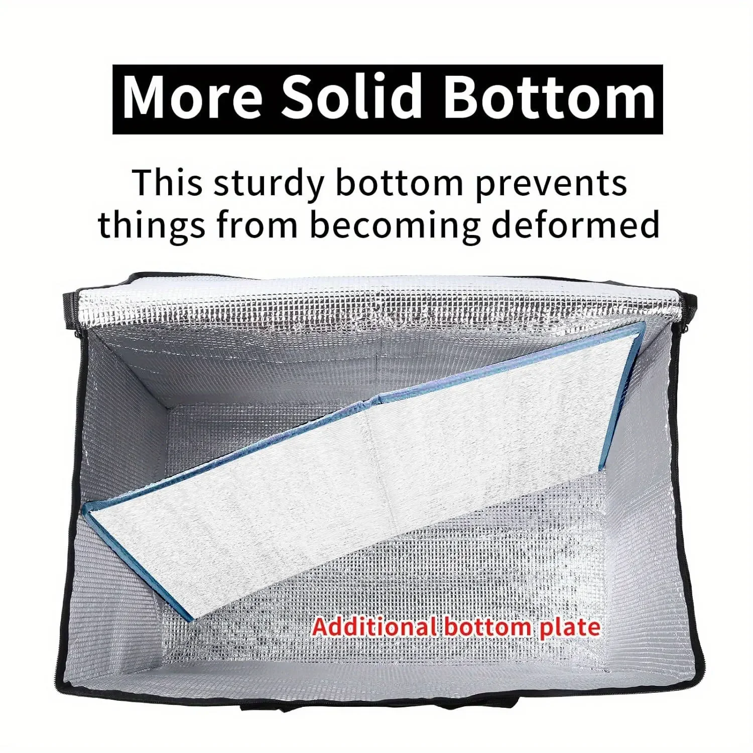 1 Set (Bag & Bottom), XXXL Large Capacity Reusable Warming Bag with Removable Hard Bottom, 3 Layers Insulated Pizza Delivery Bag