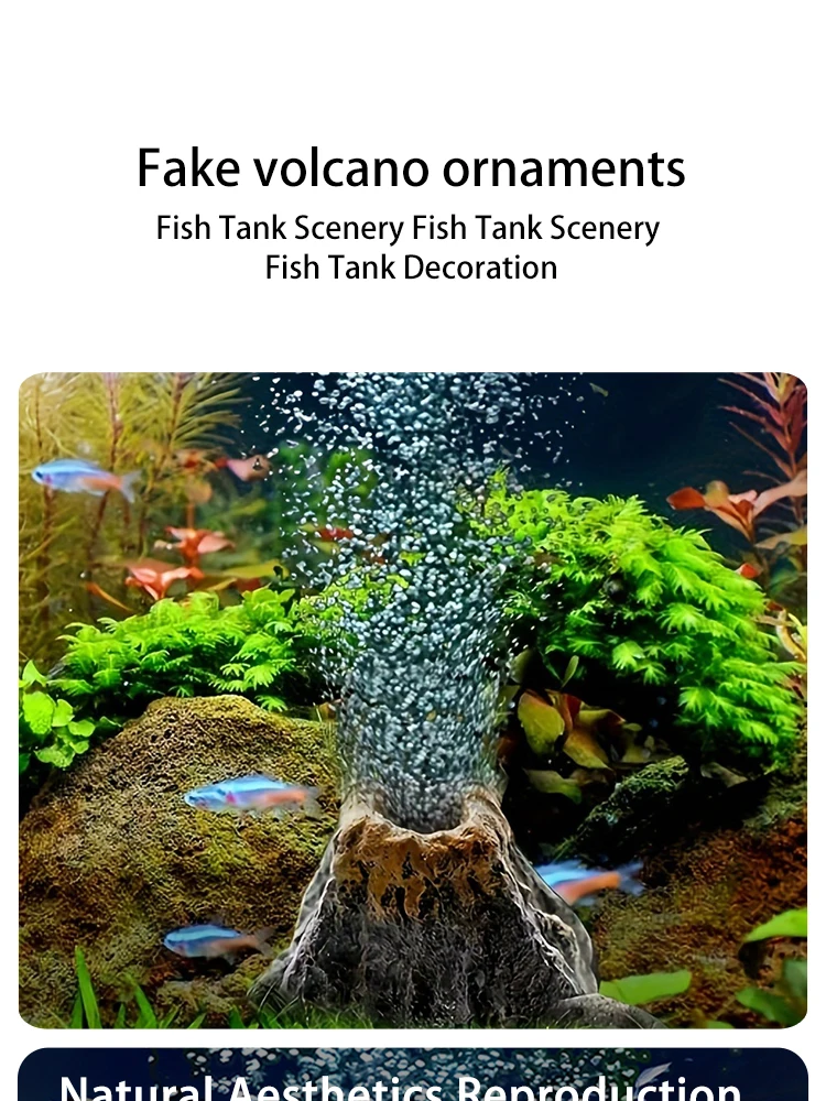 Aquarium-Vulkan-Luftsteindekoration – 1 Stück Blasenbelüfter für Aquarien, Vulkan-Bubbler aus ABS mit Belüftungsstein – Detail 1