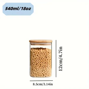 2/4 Stücke, 540 ml/1000 ml Lebensmittellager mit Bambusdeck 8 Hauptverkäufe können Keksglas - №7