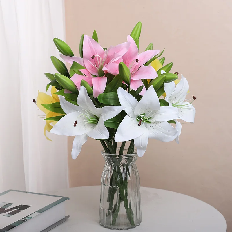 

5Pcs/Set Multicolor Artificial Lily Flowers For Wedding Party Home Garden Living Room Decoration DIY Flower Arrangement Supplies