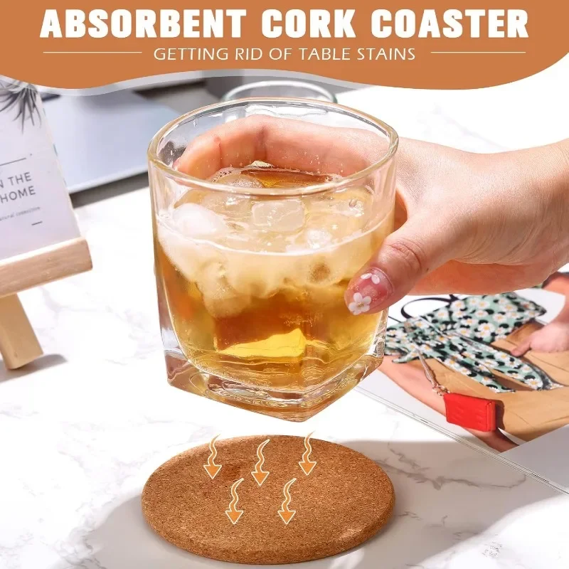 Natural Cork Coasters New Handy Round Shape Dia 9cm Wine Drink Coffee Tea Cup Mats Table Pad for Home Office Kitchen Wholesale