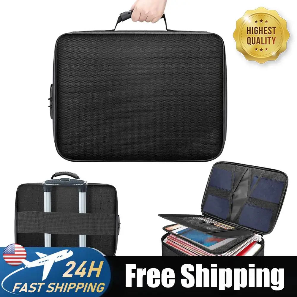 

Fireproof File Storage Case with Lock Document Safe Box with Water-Resistant Zipper for Him Office Laptop Files Gifts